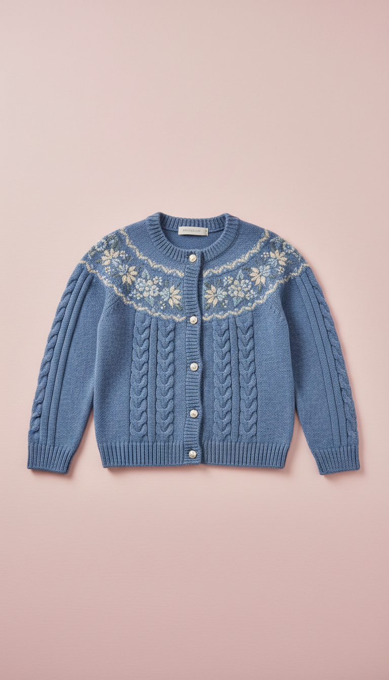 Blue Mirage Cardigan With Heritage Detail